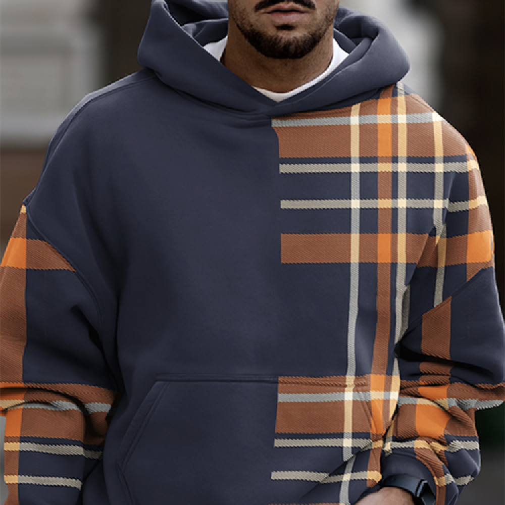 Men's Casual Fashion Trendy Plaid Print Sweatshirt