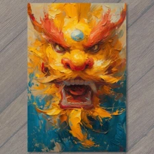Art Print Dragon Golden Majestic Colorful Bright Vibrant Palette Painting Yellow