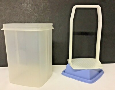 Vintage Tupperware 3 Piece Pic-a-Deli Frosted Container w Blue Lid -8 C Capacity