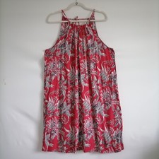 Loft Outlet Womens Red Halter Neck Floral Print Peasant A-Line Dress Size L