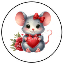 ADORABLE MOUSE HEART VALENTINES DAY ENVELOPE SEALS LABELS STICKERS PARTY FAVORS