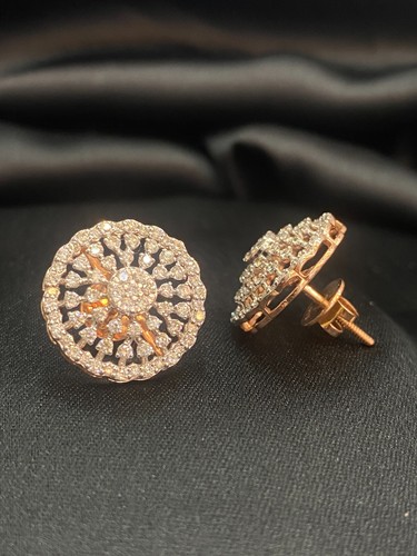 Classy 1.94 Cts Round Brilliant Cut Natural Diamonds Stud Earrings 14K Rose Gold - Picture 11 of 14