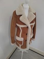 Warehouse Sheep Leather Coat, Fur, Size 10, Brown, Brand New