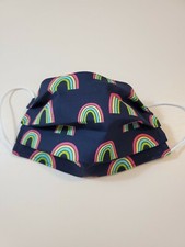 Adult Face Mask, Rainbows Toss Print on Black Background, Pride, Unisex