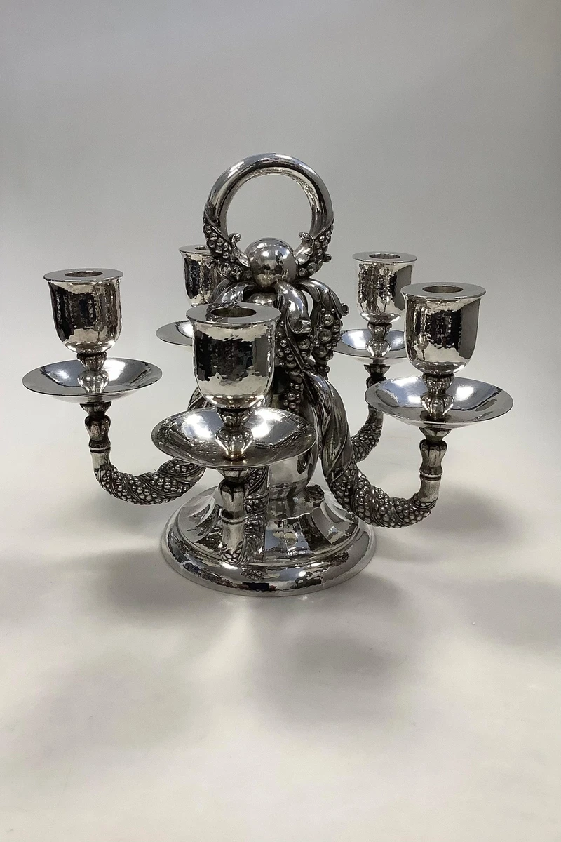 Georg Jensen Sterling Silver Grape Candelabra 5 armed No 383A eBay