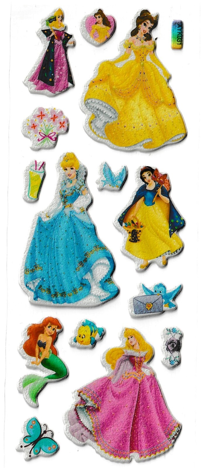 3D puffy Stickers Disney Princess Tiana Cinderella Ariel Rapunzel Belle