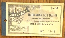 FORT COLLINS  Colorado  Benton-Modar Ice & Coal Coupon Book   1910's