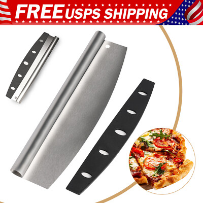 14''Professional Stainless Steel Food Pizza Cutter Rocker Ultra Sharp Pizza Knife