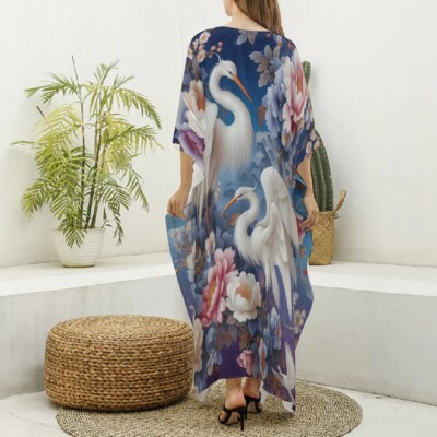 festival kaftan dress Multicolor Tribal Print Satin Kaftan For Women Plus Size 1X-3X main image 1