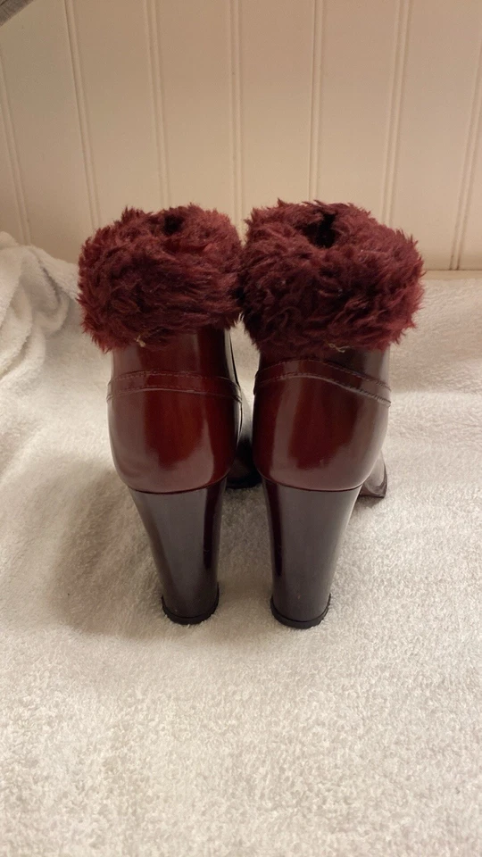 Andrew Geller Botas de Goma Moldeadas con Puño Forrado de Piel De Colección Años 80 Borgoña Foto 4 de 4