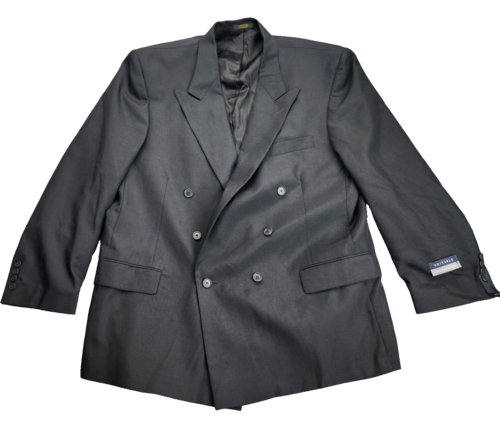 NWT Hardwick Clothes Men's Suit Jacket Black 46 Reg Peak Lapel Double Breasted
