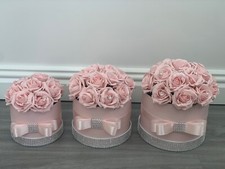 Mother’s Day Flower Hat Box Pink Diamante Arrangement birthday gift Wedding