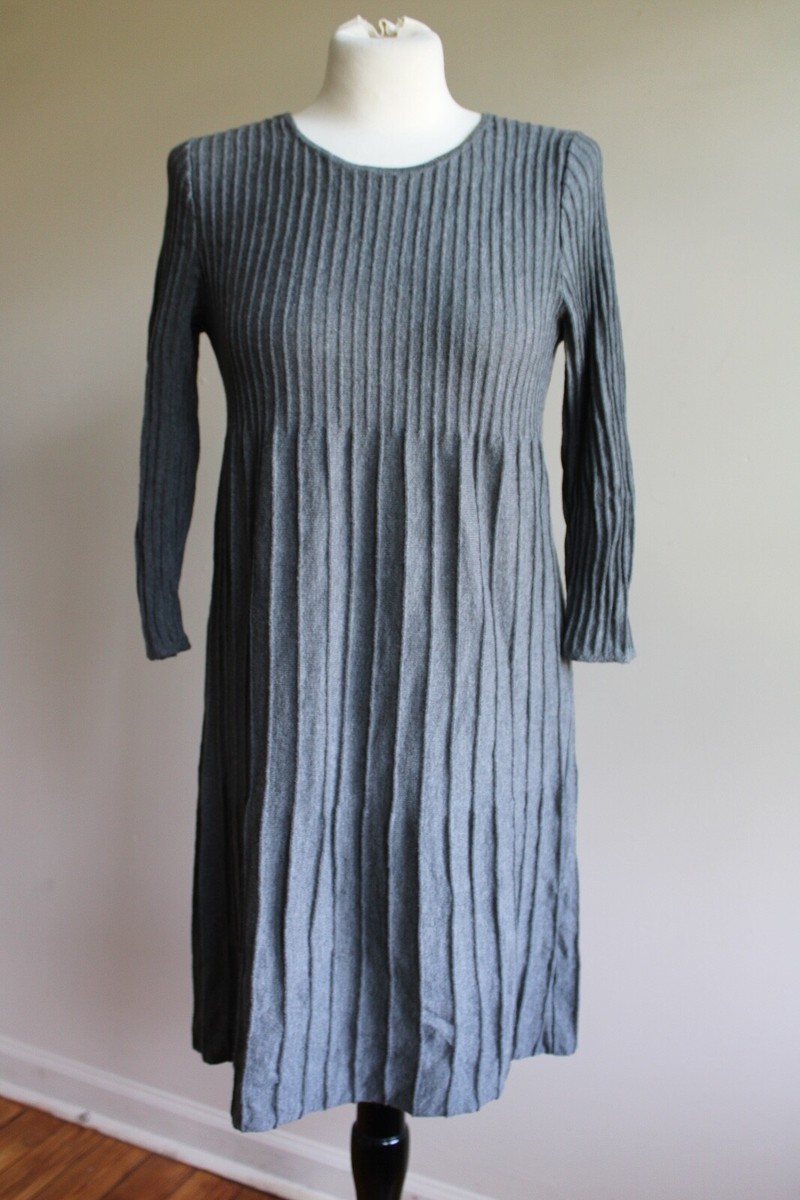 eileen fisher pleated wool dress Eileen Fisher Petite Sz PS/PP, Black Pleated Pintuck Wool Dress, Empire  Waist