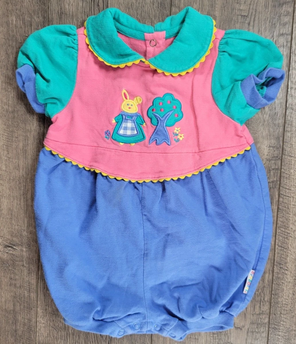 Baby Girl Clothes Vintage Gymboree Rainbow Infant 6-12 Month Bunny Romper  Outfit