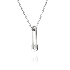 FashionJunkie4Life Stainless Steel Safety Pin Charm with 18" Chain