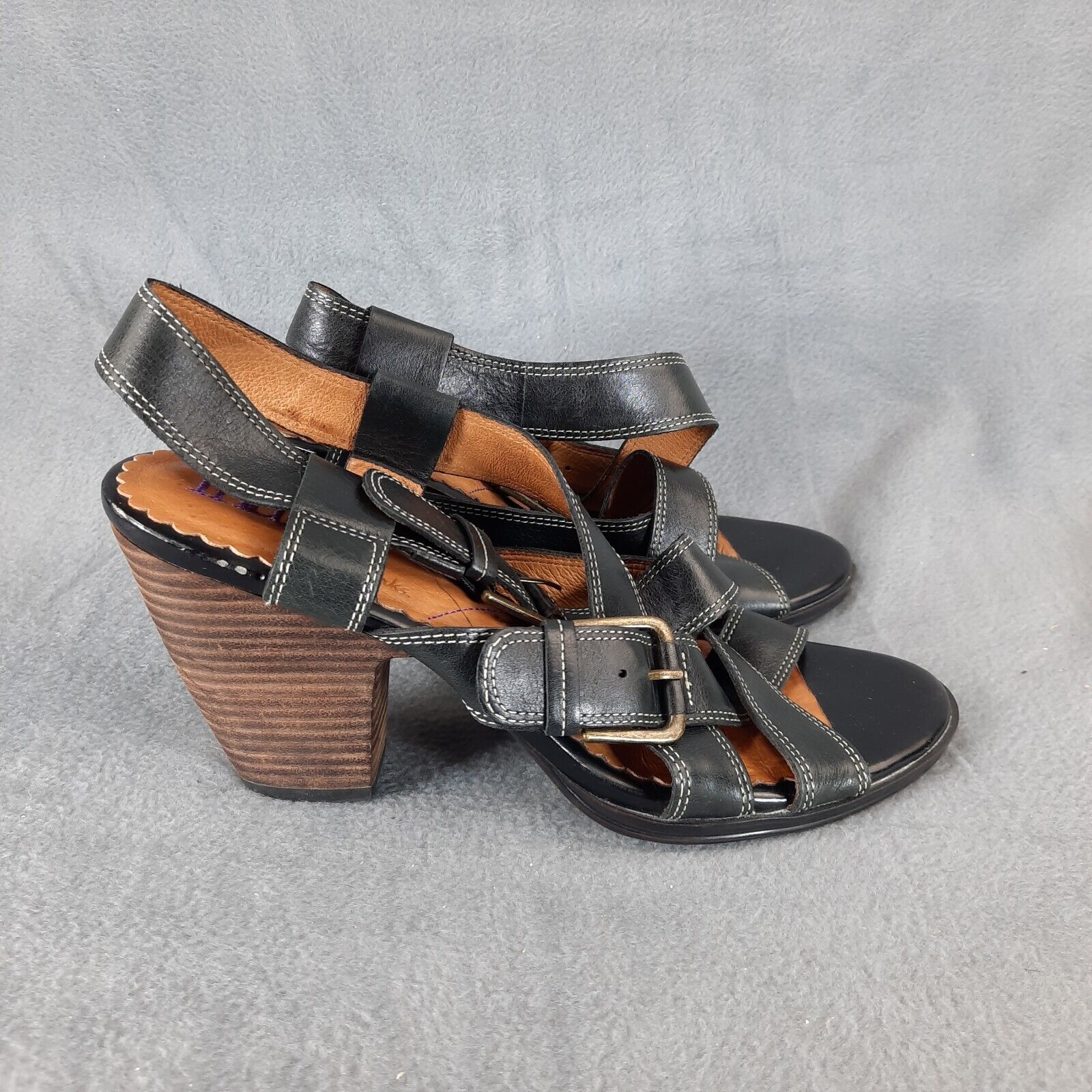 Clarks Indigo 8.5 Strappy High heel Sandals Chunk… - image 3