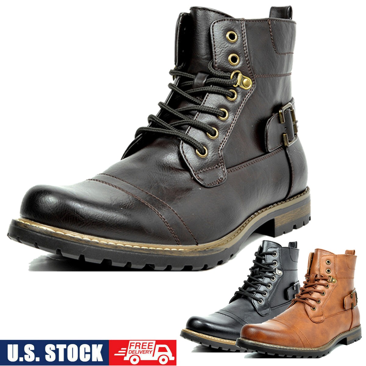 Men's Military Motorcycle Boots Combat Riding Modern Ankle Boots