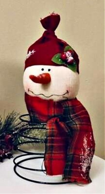 New Country Christmas RED HAT SNOWMAN TREE TOPPER Spring Figure