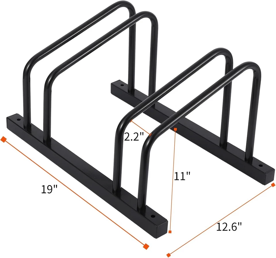 Heavy Duty 2 Bike Floor Stand Rack Carbon Steel Storage Organizer Indoor Outdoor - Image 2 of 4