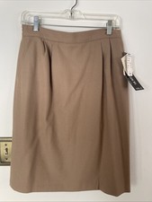 Vintage Sag Harbor Skirt Women 12 Camel Tan 100 Wool Midi Career 90s New NWT