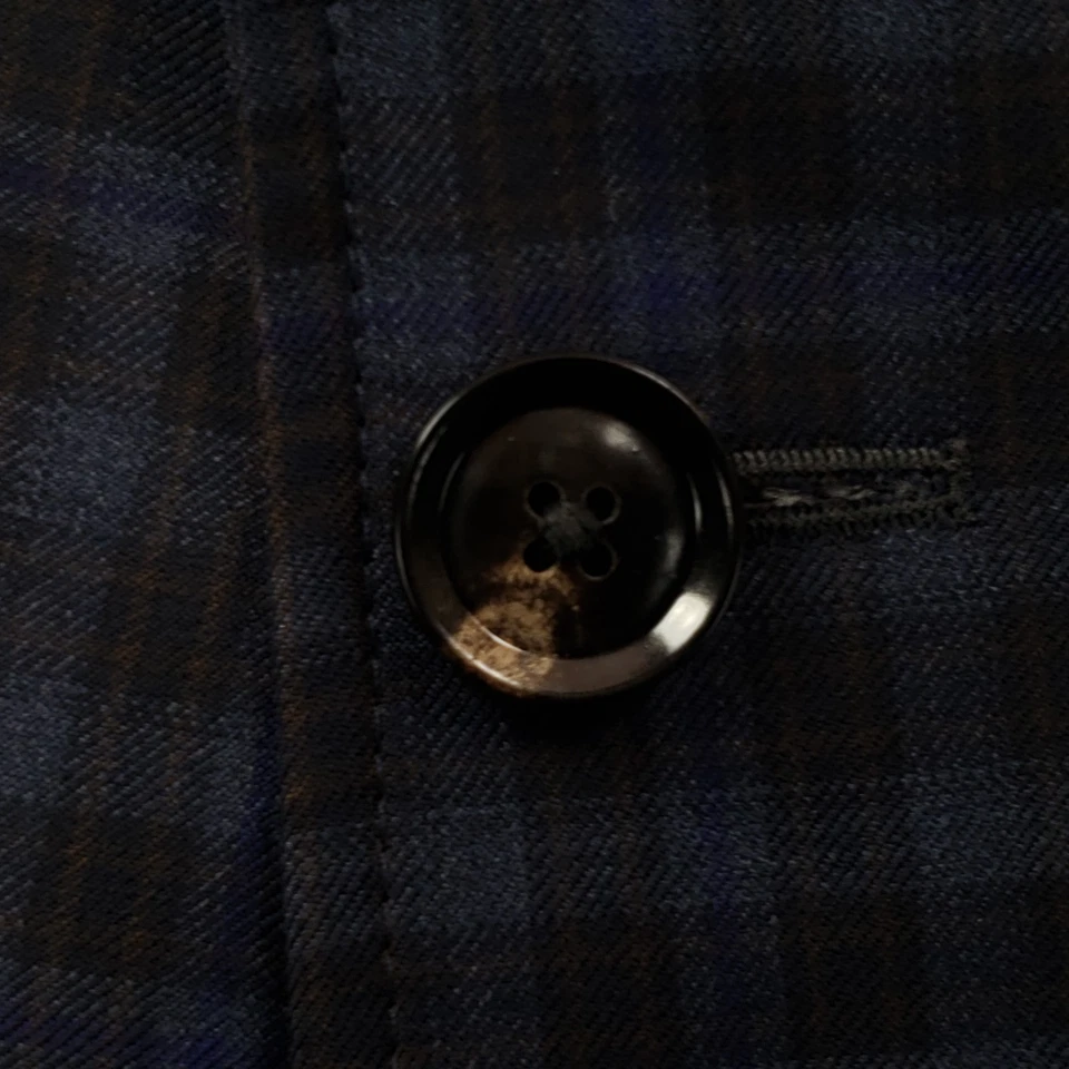 Abrigo deportivo Ted Baker para hombre 44L azul marrón lana a cuadros dos botones doble ventilación Foto 3 de 4