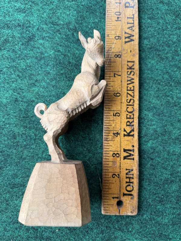 Vintage Hand Carved Wood Mountain Goat Folk Art Sculpture