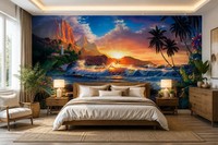 Tapete Wandkunst Paradise Schlafzimmer Wand 366X254Cm Fantasie Tropische Szene