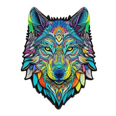 Wolf Pattern Wooden Puzzle, Irregular Animal Shapes, Educational Toys, Best Holi