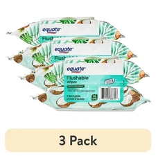 Flushable Wet Wipes Coconut Scent 96 Wipes 3 Pack 2 Pack