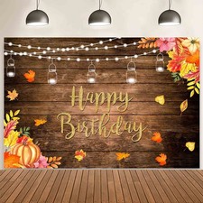 7x5 Ft Pumpkin Happy Birthday Backdrop Fall Thanksgiving Photography Background