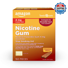 Amazon Basic Care Nicotine Polacrilex Coated Gum 4mg Cinnamon Flavor Stop Smokin