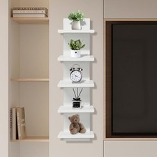 5 Tier Shelves for Wall, 30 Inch Height Decorative Wall Mounted Shelves White