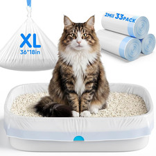 33 Count Jumbo Cat Litter Box Liners,36" X 18" Cat Litter Bags