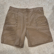Cabela's Men's Brown Cotton Canvas Cargo Shorts Flat Front Cargo Pockets