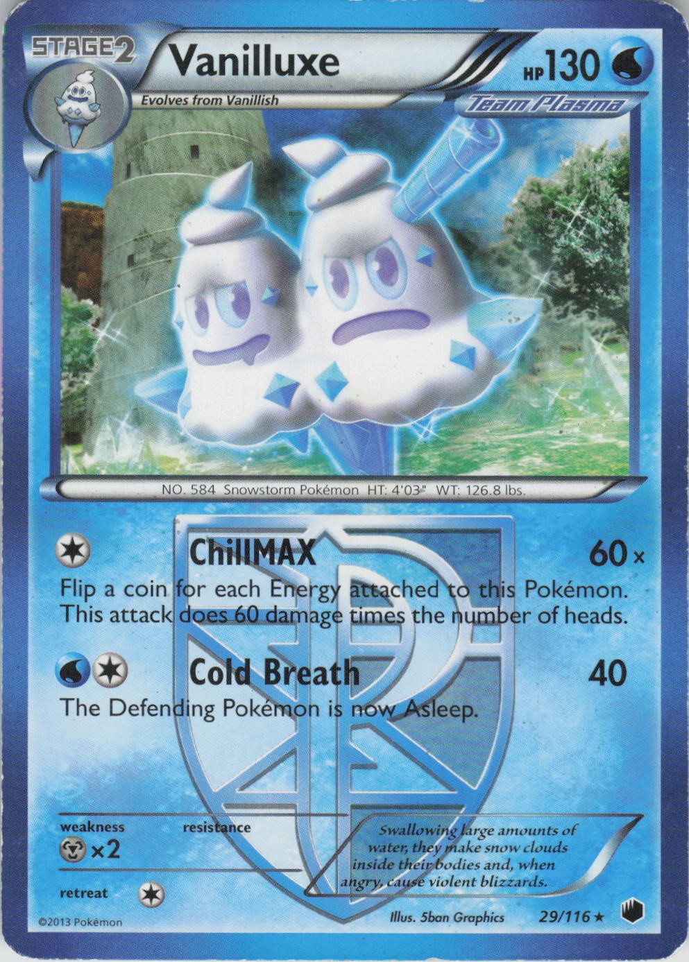 Vanilluxe 29/116 Rare Plasma Freeze Pokemon Moderately Played