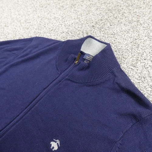 Brooks Brothers Sweater Mens M Blue Full Zip Mock Neck 346 Knit Golf Sweatshirt