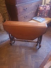 Antique Small Drop Leaf Gate Leg Occasional Table Solid Wood
