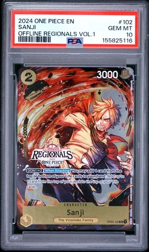 155825116 Sanji 2024 One Piece #OP03-102 Regionals Vol 1 PSA 10