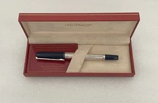 S.T. Dupont Saint Germain Fountain Pen – Rhodium Nib, Ribbed Finish, Box, Paper