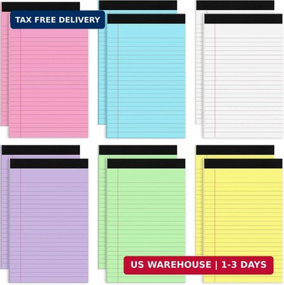 Thboxes 12 Pack 5x8 Legal Pads, College Ruled 6 Colors Totally 360 Sheets | 80 G