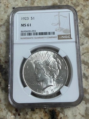 1923 Peace Silver Dollar NGC MS61 Uncirculated $1 US Silver Coin