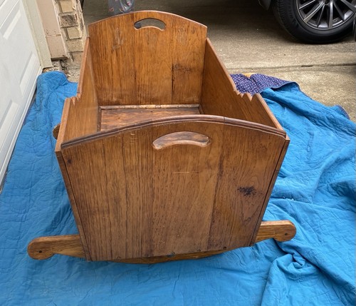 Handmade Wooden Baby Cradle Vintage