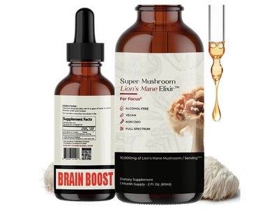 Lion s Mane Liquid Elixir - Brain Supplements for Memory and Focus with Funct...