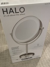 Conair Halo Dual-Sided LED Lighted Magnifying Makeup Mirror, Satin Nickel
