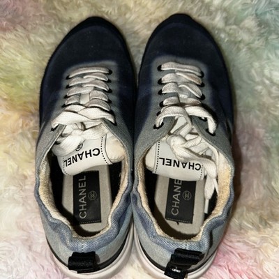 Chanel Blue Denim CC Logo Sneakers Size 38 | eBay