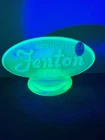 Fenton Topaz Vaseline Opalescent Uranium Glass Dealer Sign