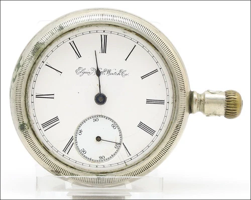 Antique c. 1897 Elgin Grade 169 18s 15j Pocket Watch Fahys No 1 Ore Silver Case