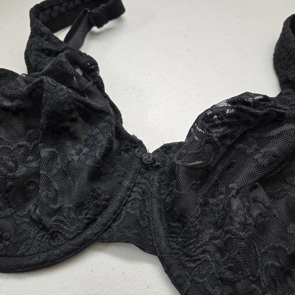 Cacique Women Bra 38DDD Black Floral Unlined Underwired Lace Strap - Image 4 of 4