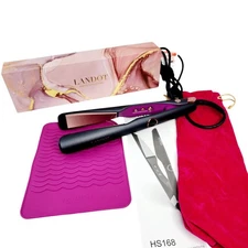 LANDOT 2-in-1 Hair Straightener and Curler Ceramic Twist Flat Iron-Black HS168 