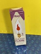 Vintage Abco & United Ling-Temco 2-3 Watt Flicker Flame Bulbs Candelabra C7 Base